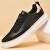 Fashion High Quality Genuine Leather Men Casual Shoes Fashion Breathable Walking Sport Shoe for Men Lace-up Non-Slip Skateboard Sneakers
