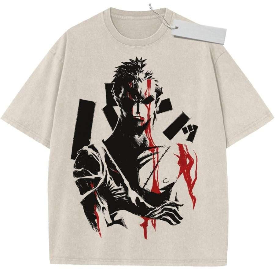 Vintage Washed Beige Dragon Ball T Shirt Goku Riding Shenron with Power Pole Loose Oversize Streetwear for Casual Outfit School