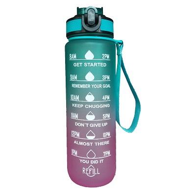 1000ml Large Capacity Gradient Water Bottle with Straw 1 Litre Leakproof with Time Marker,for Sports Fitness