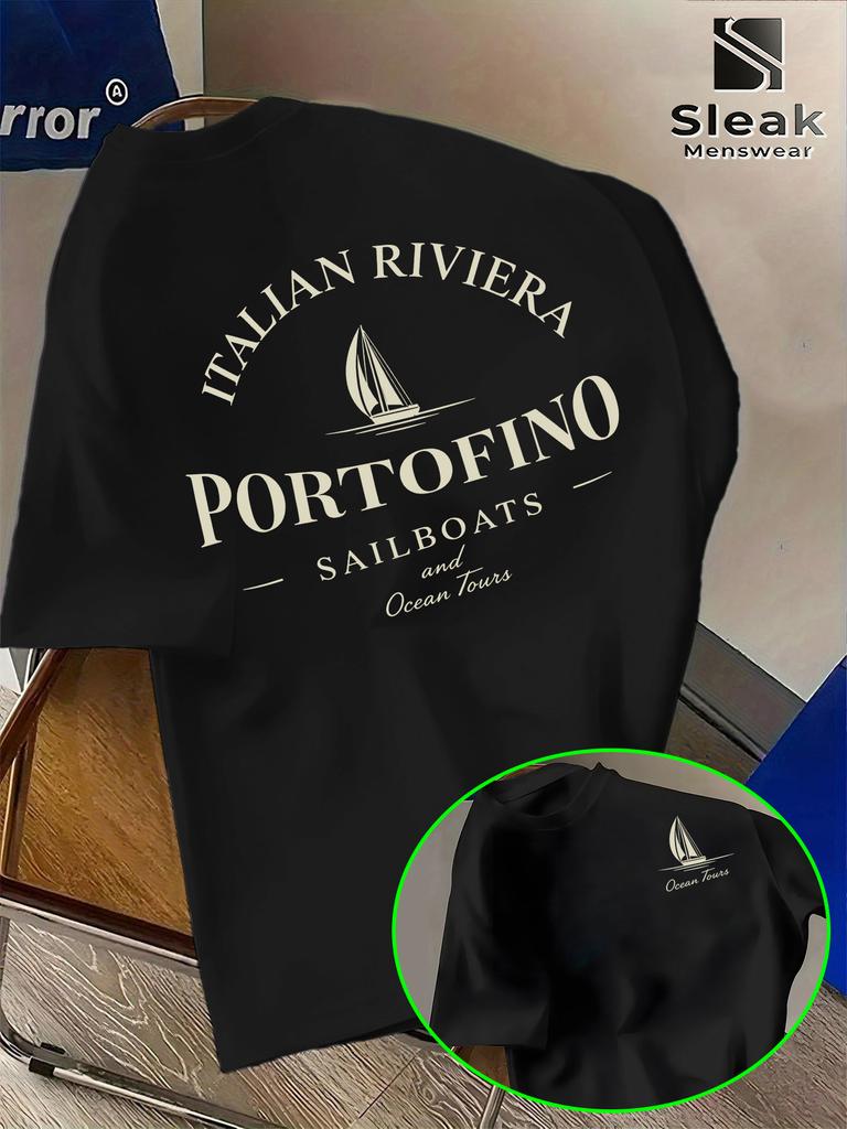 2026 New Cotton T Shirt 2026 New Print T Shirt Unisex Portofino Italian Riviera Sailboat Print Casual Streetwear Tops