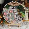 Embroidery Kit Scenery Pattern Diy Beginner Embroidery Kits Handcraft Needlework Sewing Hand Cross Stitch Set With Hoop Craft