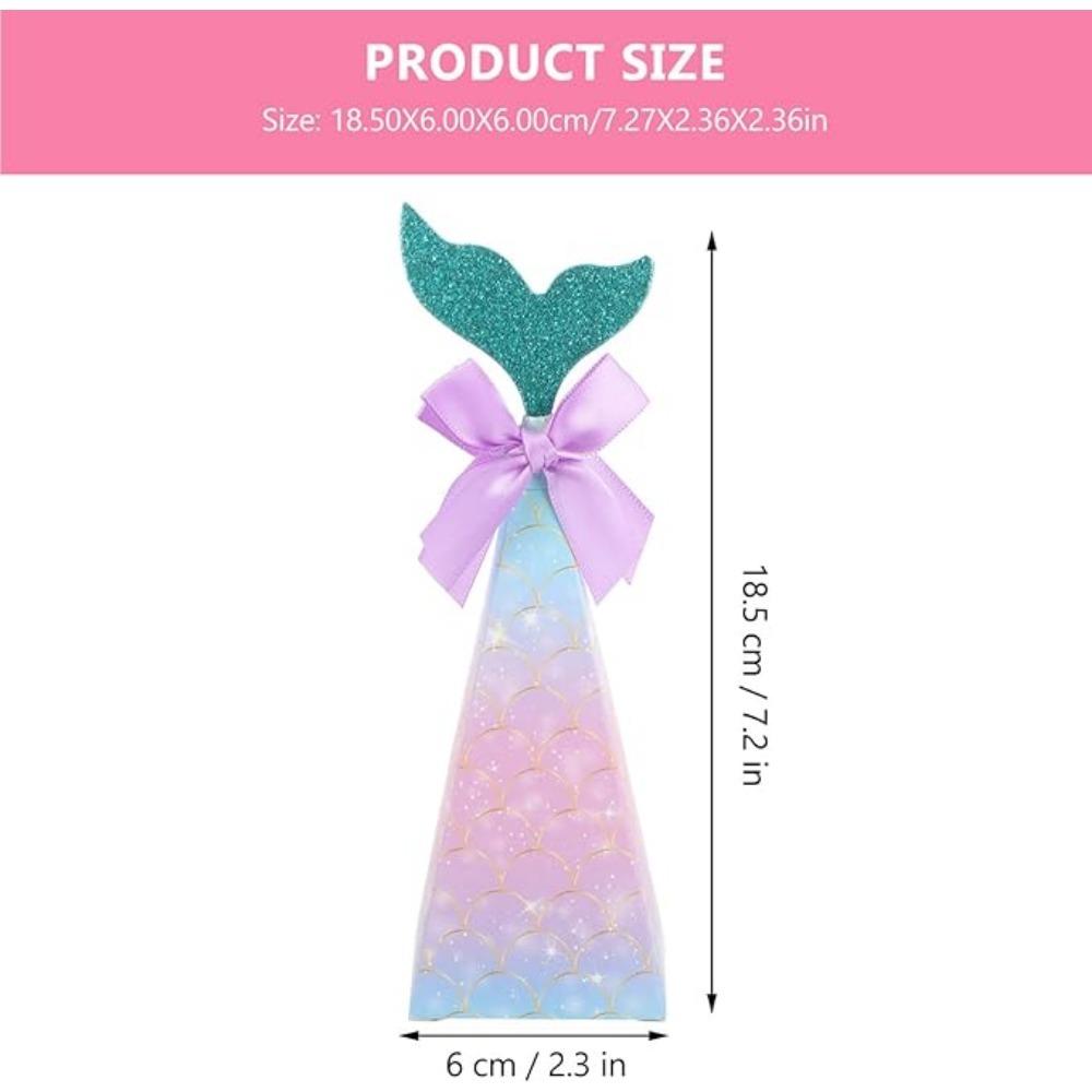 10pcs Mermaid Party Boxes Favors Mermaid Gift Bags with Thank You Stickers for Kids Birthday Baby Shower Under The Sea Mermaid Party Decorations