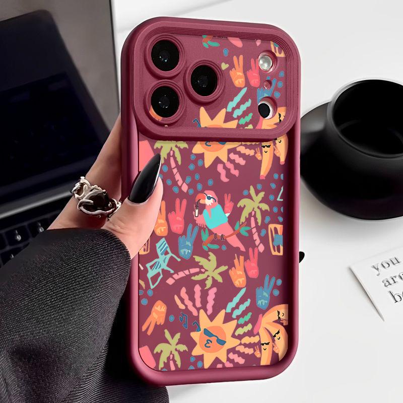 Colorful Cartoon Pattern Case For iPhone 17 Pro Max Shockproof Silicone Bumper Cover For iPhone 16 Pro Max Funda iPhone 15 14 13 12 11 16E Air