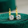 Classic 925 Silver Gold Plated 4 Prong Set Round Cut 1ct VVS GRA Moissanite Jewelry Women's French Style Back Earrings