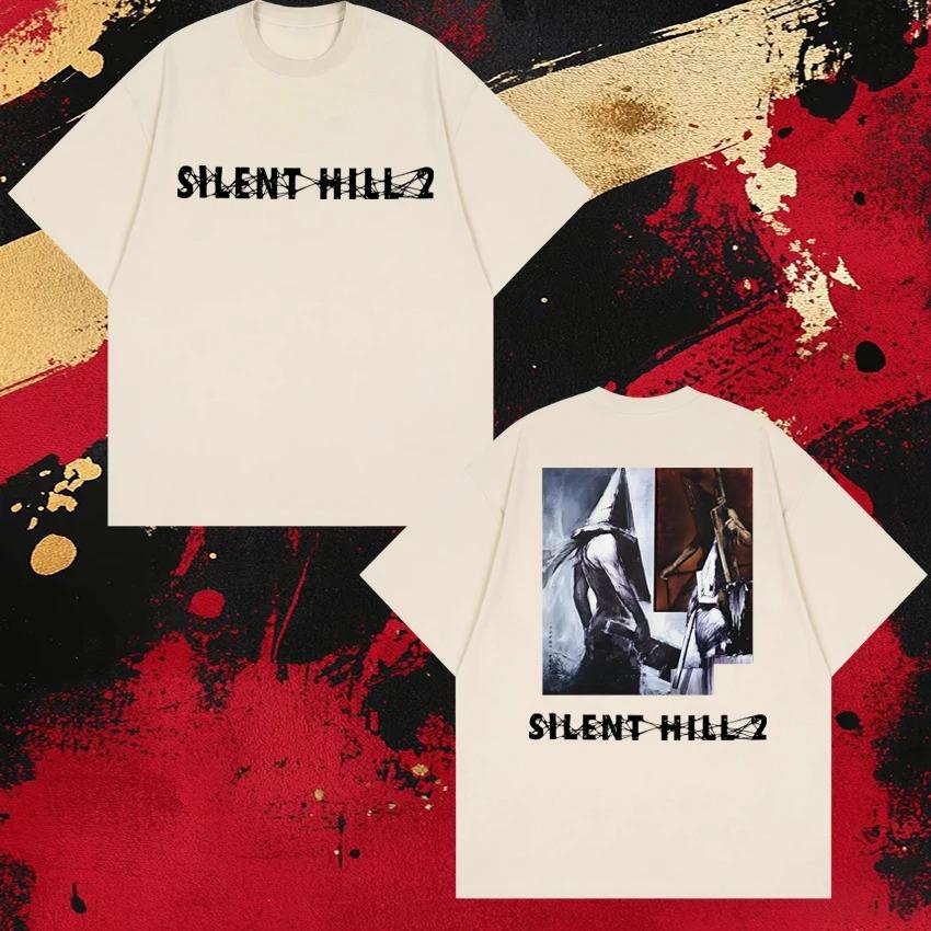 2026 Новое в Silent Hill 2 Головка-пирамида Хоррор Игра Принт Футболки Мужчины Женщины Готический Винтажный Панк Топы Унисекс Короткий Рукав Футболка