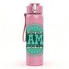 1PC Mama Retro Teal Badge Print 750ml Color Plastic Sports Water Bottle Leakproof Flip Straw Lid Suitable for Sports Office Home Use