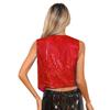 Womens Glitter Sequins Vest Pointed Hem Waistcoat for Jazz Dance Choir Performances