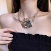 Coarse Metal Rose Necklace Luxury Neck Chain Jewelry Exaggerated Flower Necklace Bride