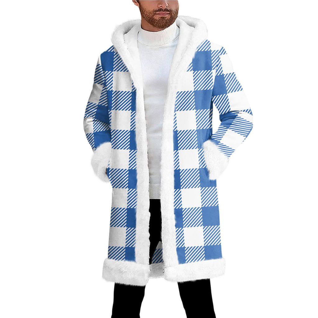 Мужской кардиган с капюшоном, длинное пальто для сохранения тепла