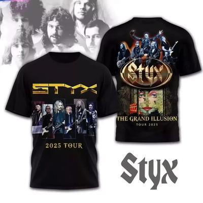 Футболка 3D группы Styx, тур The Grand Illusion 2026, размеры S-5XL