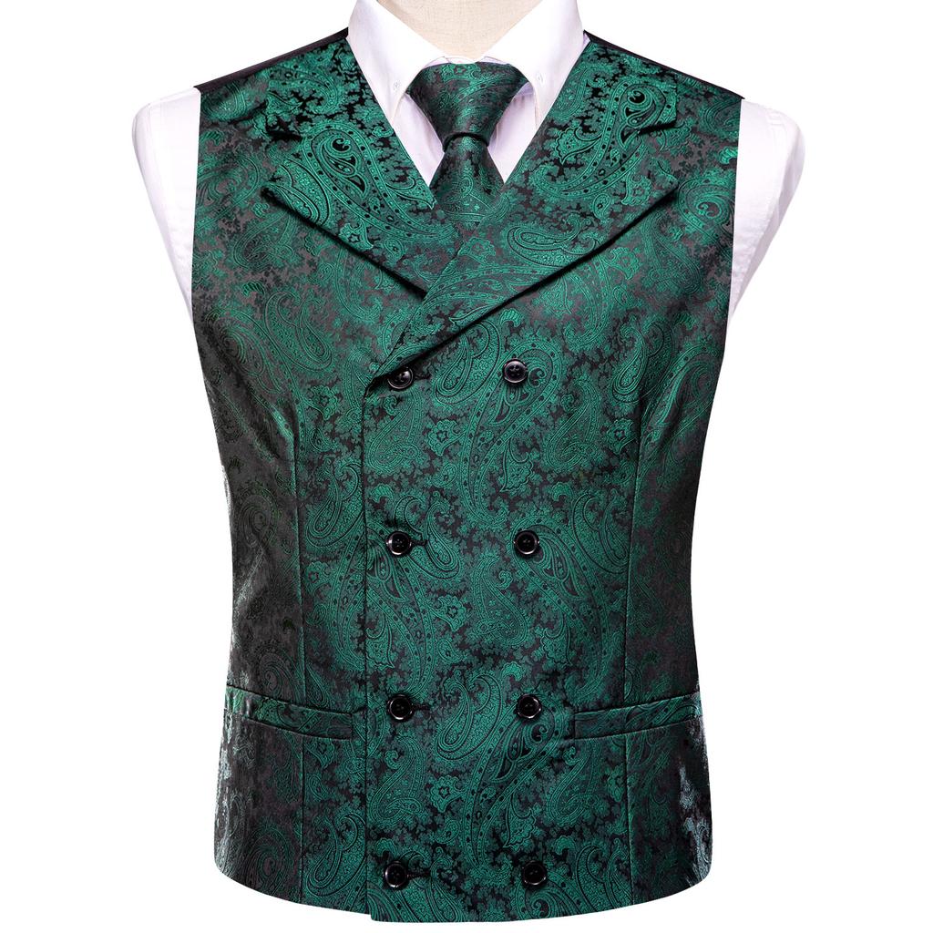 Formal Casual Vest Tie Set Mens Silk Waistcoat Tuxedo Gilet Hankie Cufflinks