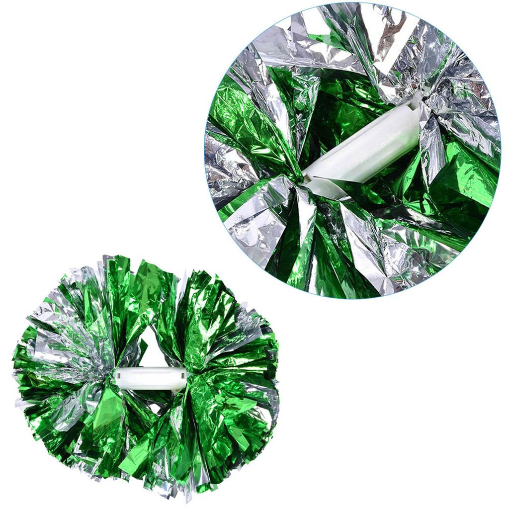 Помпоны для аэробики Cheerer Помпоны для танцевальной вечеринки Спортивные соревнования в школе (Зеленый Серебряный)