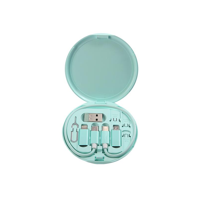 Кабель для быстрой зарядки мощностью 60 Вт, кабель USB для передачи данных 3 в 1 с футляром для хранения, многофункциональный USB-адаптер для зарядки, совместимый с Lightning Type-C