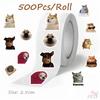500 шт./рулон Kuso Funny Animal Emoji - Наклейки для поощрения детей с изображением кошек и собак - DIY Scrapbooks Декор для альбомов Запечатывание этикеток Наклейки