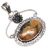 Pendant Rainforest Jasper Gemstone Handmade Silver Jewelry 2.25"