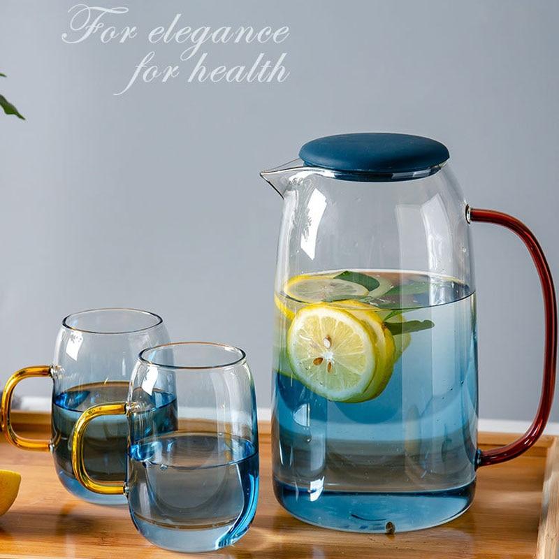 Стеклянный чайник 1400 мл, китайский чайный сервиз кунг-фу, взрывозащищенный чайник, термостойкий бытовой кувшин для сока с холодной водой