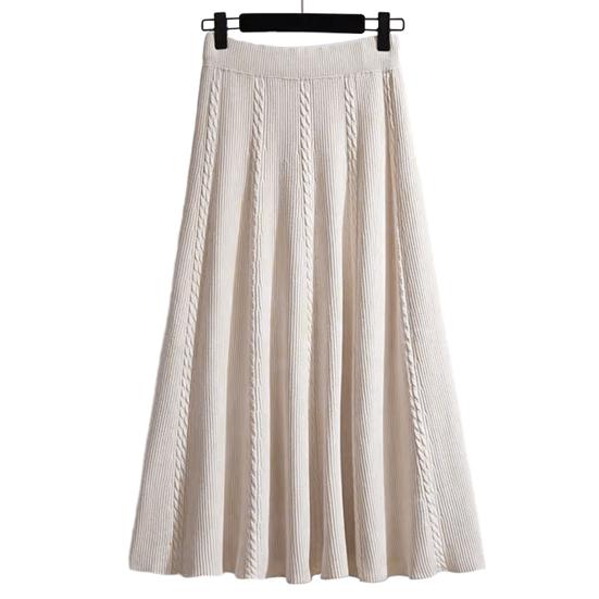 Женская осенне-зимняя юбка с высокой талией и эластичной резинкой на талии, однотонная трикотажная трапециевидная юбка, большие качели, теплая