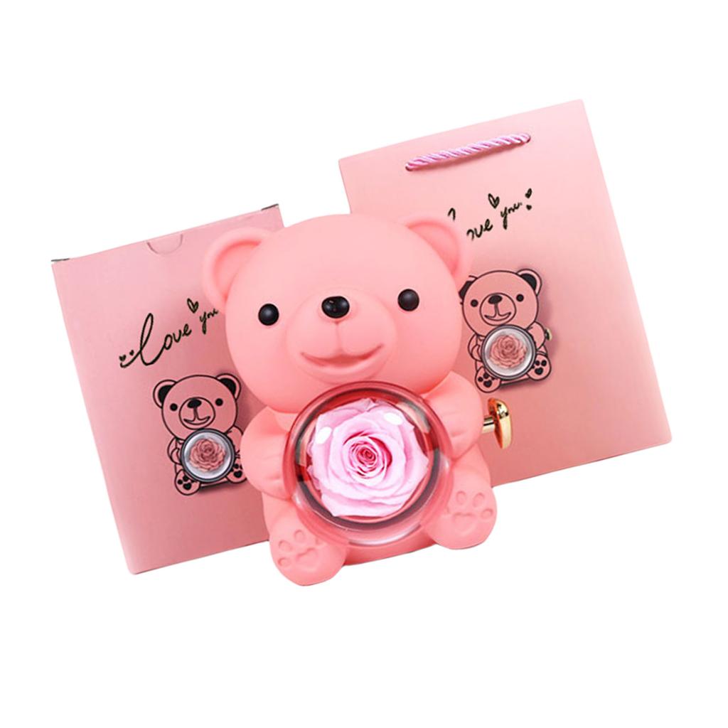 Подарочная коробка Romance Bear с консервированной розой, элегантная для Дня святого Валентина, Дня матери, свадеб, годовщин, различных цветов