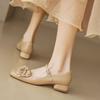 New Women's Spring Elegant Single Low Heel Women's Party Shoes Silver Beige High Heels Flat Small Leather Shoes Flowers