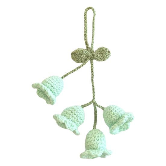 Брелок Подвеска Дизайн Цветка Тюльпана Ручная Вязка Пряжа Крючком Брелок Для Ключей Регулируемый Подвеска На Зеркало Заднего Вида Украшение для Автомобиля