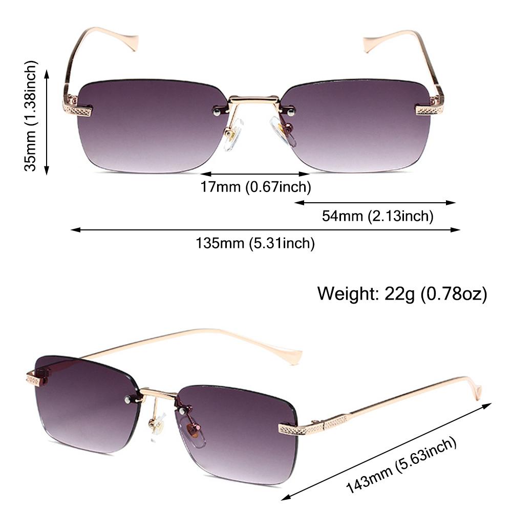 Rimless Square Sunglasses for Women Small Rectangle Ladies Metal Shades Punk Sun Glasses for Women