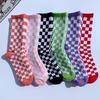 Мужские носки Chessboard Street Fashion из хлопка средней длины - европейские и американские модные носки для скейтбординга в студенческом стиле