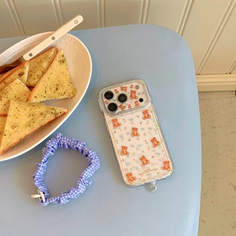 Korean Style Cute Blue Bow Bear Case for iPhone 17/16 Pro Max/15/14
