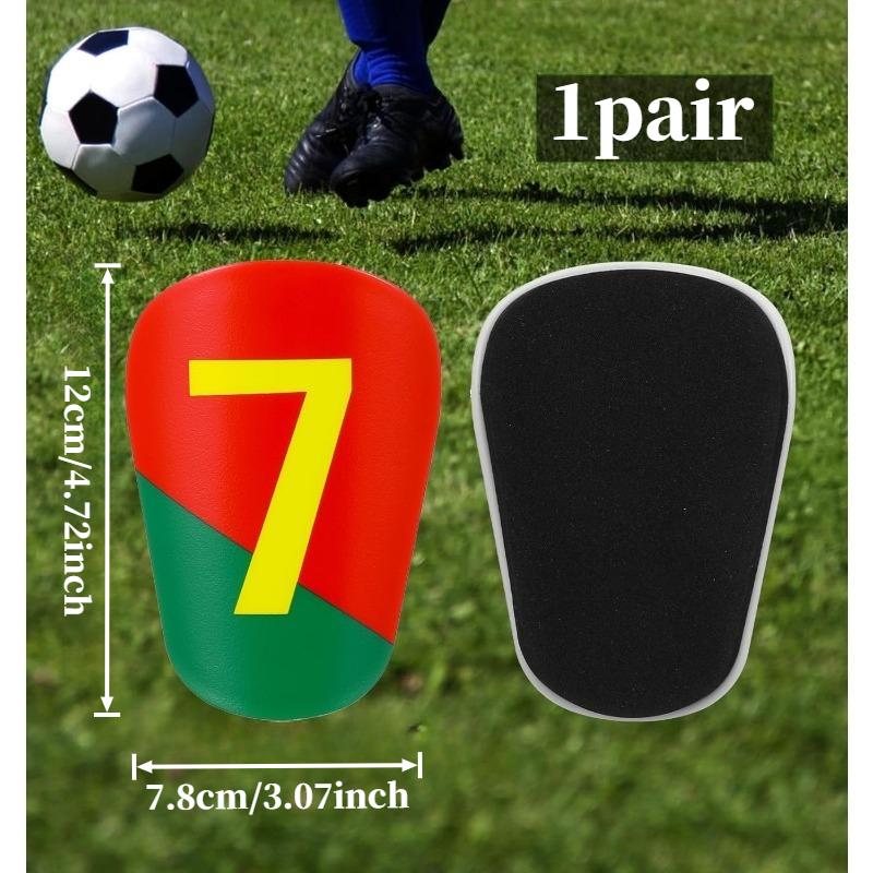 1 Pair 12x7.5cm Mini Football Shin Guards NO.7 | Durable PU Material Lightweight Shock Absorbing Leg Protector for Training 1