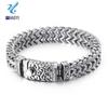Мужской ретро панк браслет: Квадратная чешуя из титановой стали с узором черепа