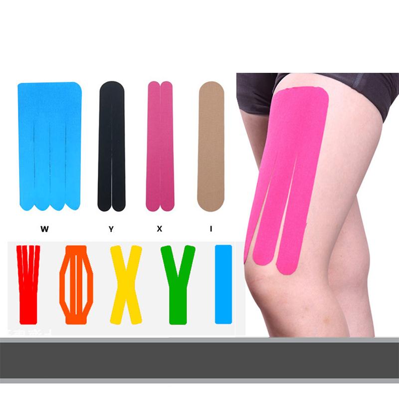 Кинезиологическая лента 2 размера, мышечная повязка, спортивная хлопковая эластичная противоударная лента для облегчения боли в мышцах колена