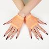 1 Pair Performance Gloves Hollow Out Fishnet Thin Rhinestone Decor High Elasticity Fingerless Thin See-through Cosplay Club Party Festivals Gloves