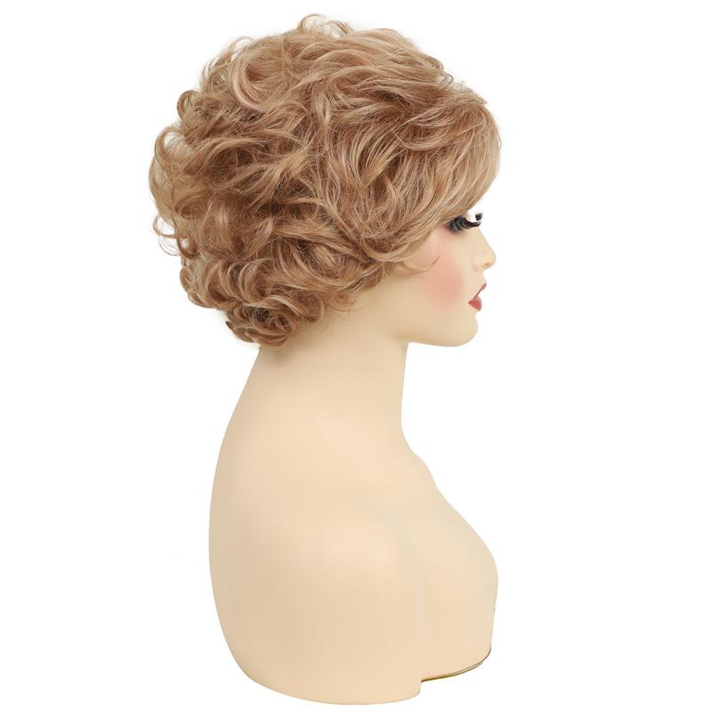 Synthetic Women's Wigs Curly Short Wigs for Women Blonde Ombre Wig Female Daily Cosplay Grandmother Mommy Wig Natural