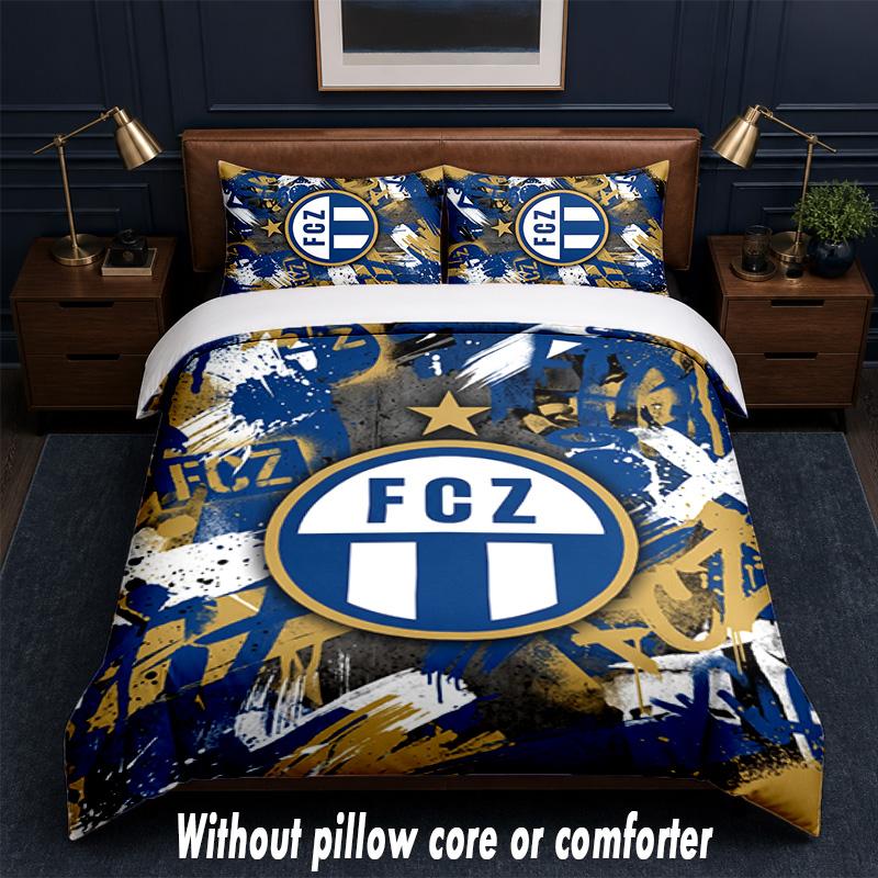 FC Zürich Design Bed Bedding Set 1 Duvet Cover + 2 Pillowcases Soft Breathable Household Bed Linens