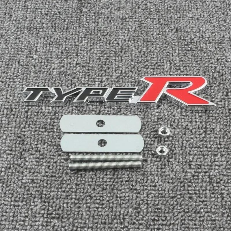 3D Metal Type R Logo Car Rear Trunk Front Grill Badge Emblem Sticker Decals For Honda Civic Fit Accord TypeR Accessories CTI4