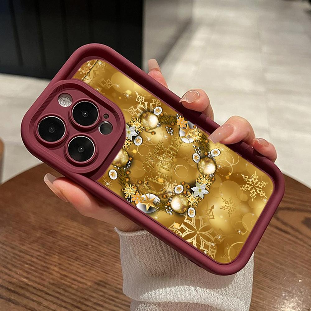 Ae116 Веселого Рождества С Новым годом художественные чехлы для телефонов iPhone 16 14 13 11 Pro Max 15 7 8 6s Plus 12 mini XR XS Max Angel Eye Ladder Защитный чехол