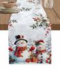 Christmas Silver Fir Leaves Snowflakes Wood Grain Linen Table Runners Kitchen Decoration Table Runner Festival Party Supplies