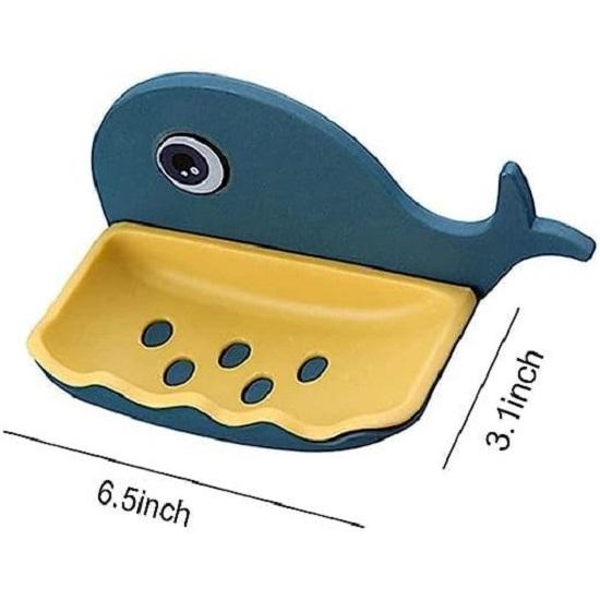 Soap Stand Holder for Bathroom Kitchen Sink Magic Stickers Wall Mounted (Pack of 2 Pcs) Soap Dish Holder, Fish Design Random Color