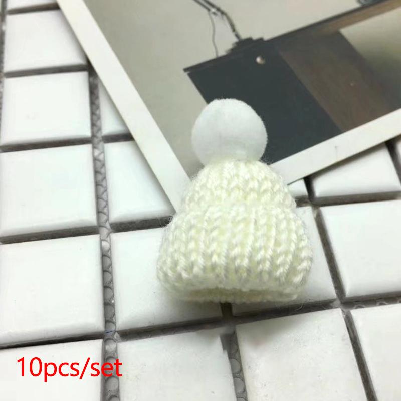 10 шт. Мини-вязаные шапки, рождественская шапка, шерстяная кукольная шапка для рождественских украшений, материалы для шитья и рукоделия, украшения для рождественской елки