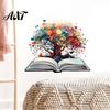 Floral Book Tree Wall Stickers Large Sticker, Colorful Flowers Decal, Waterproof Flexible PVC Covering Peel And Stick Decal for Home Living