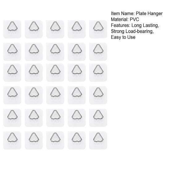 10/20/30 шт. Невидимые клейкие держатели для тарелок, Высокая грузоподъемность, Легко устанавливаются, Настенные держатели для тарелок, Подвешивание картин, Вертикальные крючки