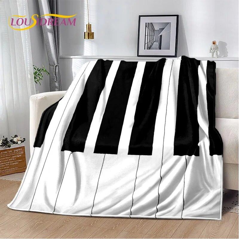3D Dream Piano Key Music Instrument Cartoon Blanket,Soft Throw Blanket for Home Bedroom Bed Sofa Picnic Office Travel Cover Kids