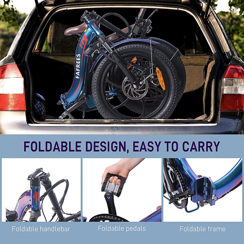 Электрический велосипед FAFREES F20 Pro, 20-дюймовая складная рама, электронный велосипед, 7-скоростная передача со съемной литиевой батареей 18 Ач