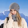 Women's Woolen Cap Thickening Warm Ear Cold Knitting Cap Two Sets