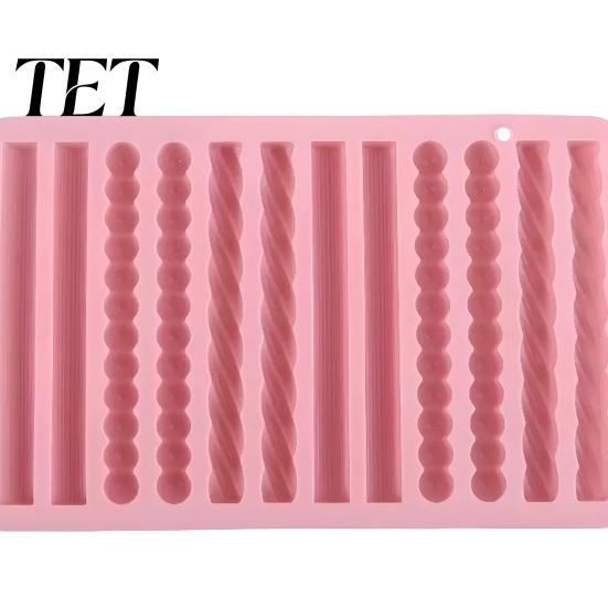 DIY Crafting Molds for Soap Silicone Twist Pretzel Mold, 12 Cavity Cake Chocolate Rod Candy Baking Tray, Compact Storage Kitchen Easy Release Ice Cube