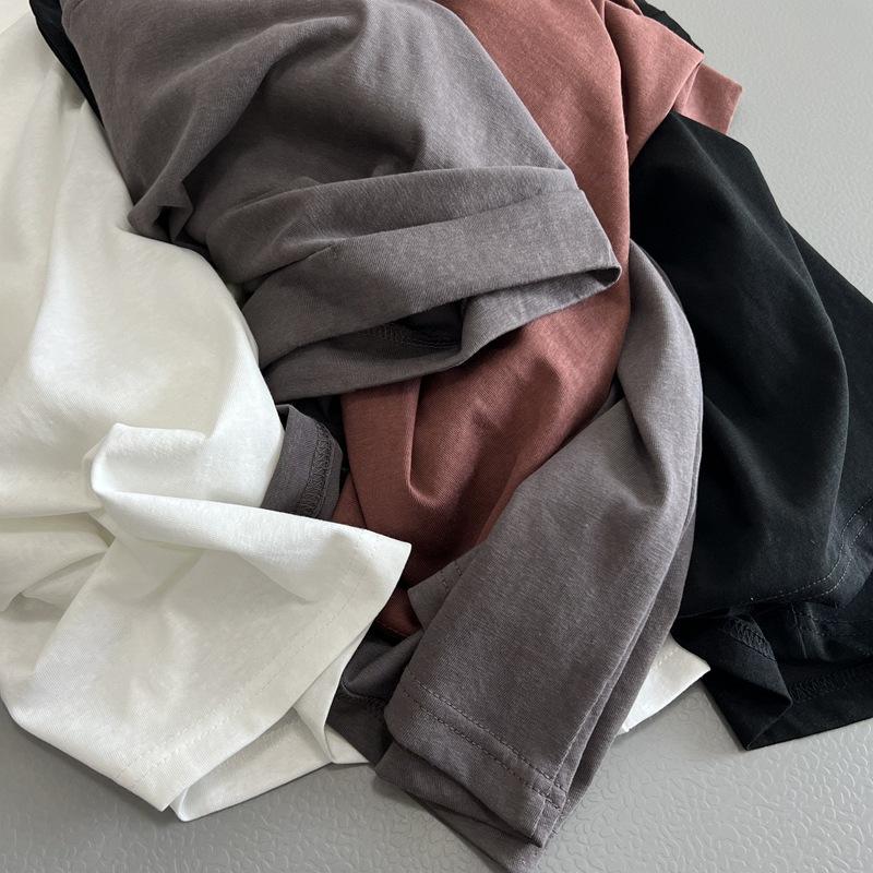 Women Summer Loose Round Neck T-Shirt Cotton Short Sleeve Casual Base Layer Tops