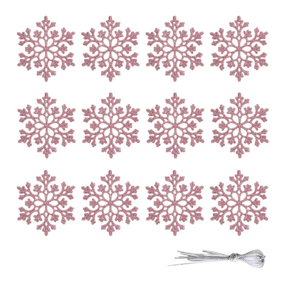 Рождественские украшения-снежинки, 12 шт. пластиковые блестящие украшения-снежинки, подвеска на рождественскую елку, снежинка для украшения рождественской елки