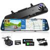 4K Видеорегистратор в стиле зеркала [CarPlay и Android Auto] 12-дюймовый с передней и задней камерами, карта памяти 64 ГБ в комплекте, угол обзора 170°, Автомобильная навигация