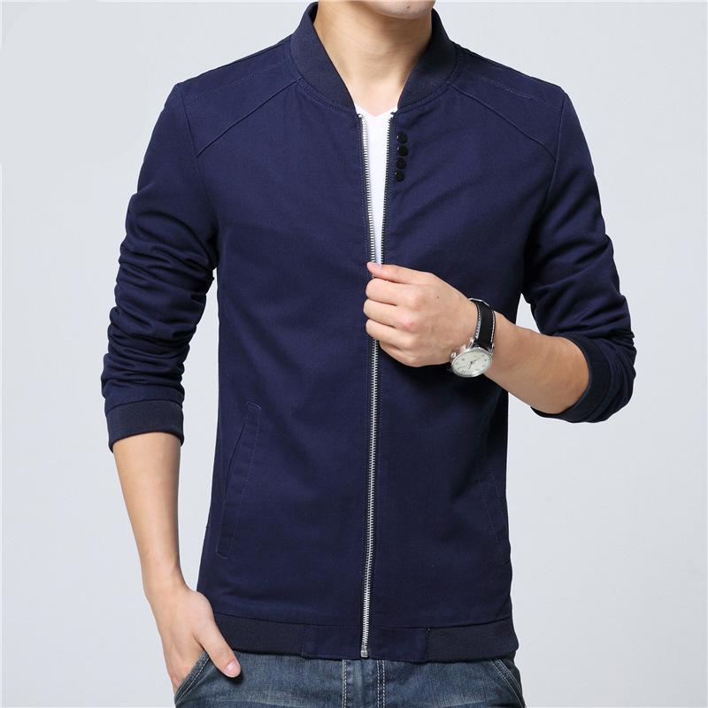 Весенне-осенняя мужская куртка, тонкая повседневная мужская хлопковая куртка, мужская повседневная тонкая с воротником-стойкой, молодежная