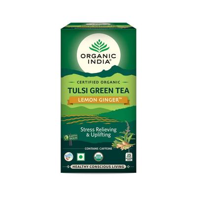 Зеленый чай с Тулси, Лимоном и Имбирем (25 пак, 1,8 г), Tulsi Green Tea Lemon Ginger,