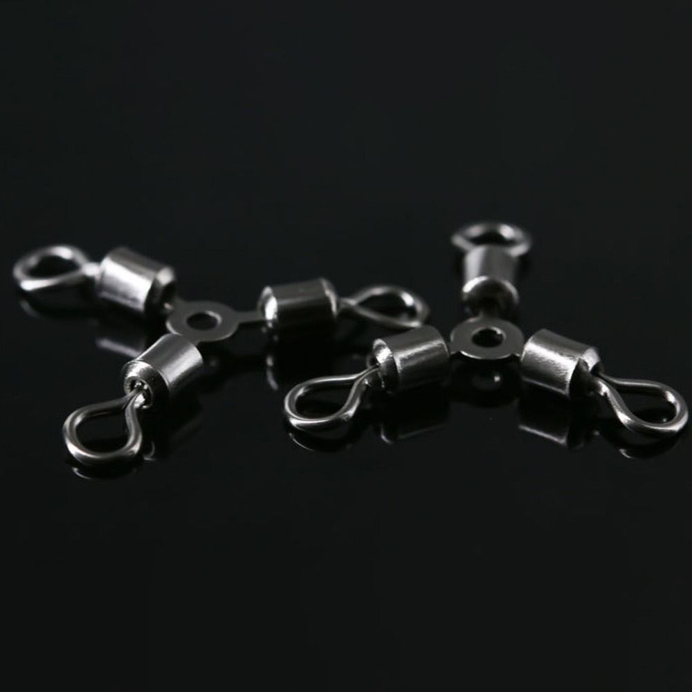 Hot High Quality Durable 3 way Bearing Fishing Rolling Swivels Connector Tackle Solid Rings
